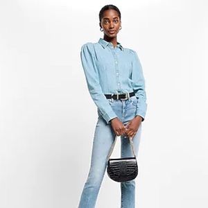SLIM PUFF SHOULDER DENIM PORTOFINO SHIRT